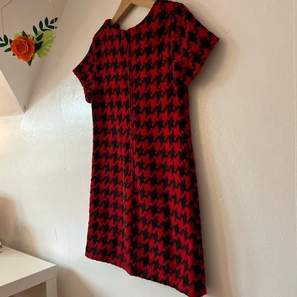 EUC Xhilaration mini dress M red and black herringbone Target a-line cap sleeve - Picture 7 of 13